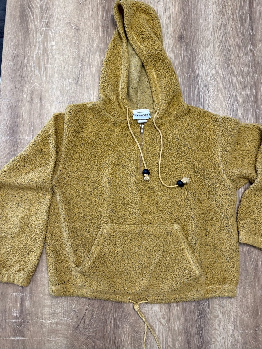 Women's Sherpa Hoodie Pullover - Mustard